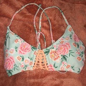 Flowery print bathing suit top